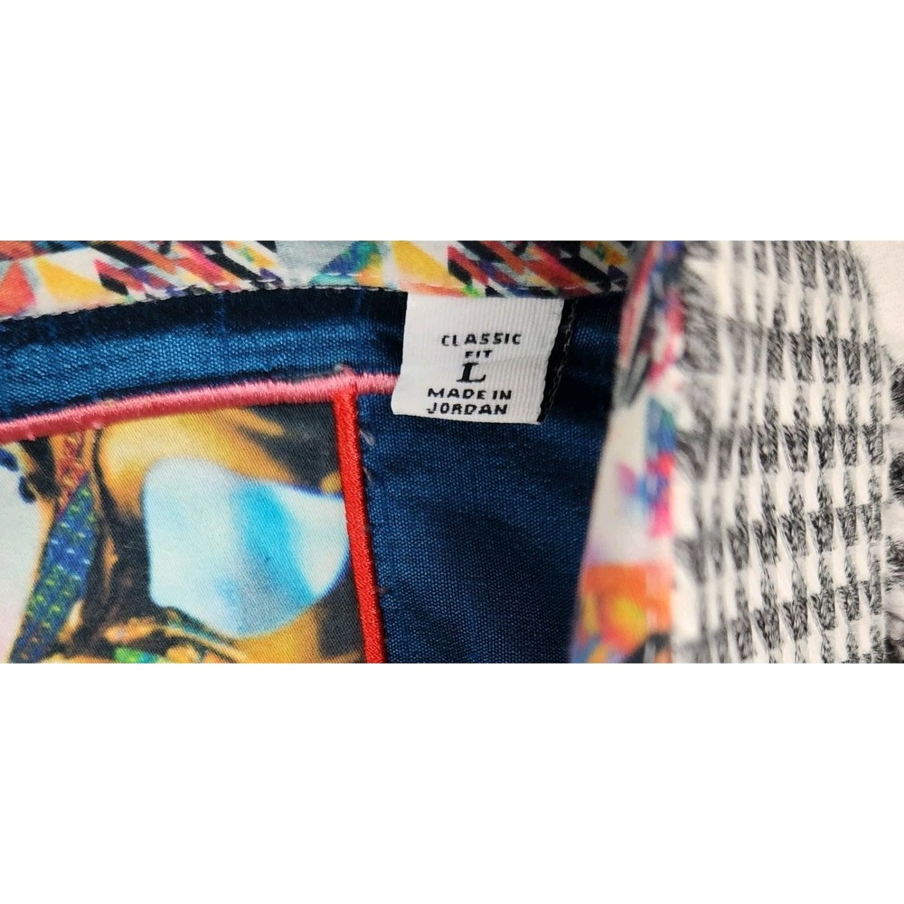 Robert Graham Shirt Mens Large Gray Houndstooth Flip Cuff Party Casual Button Up - Picture 4 of 6